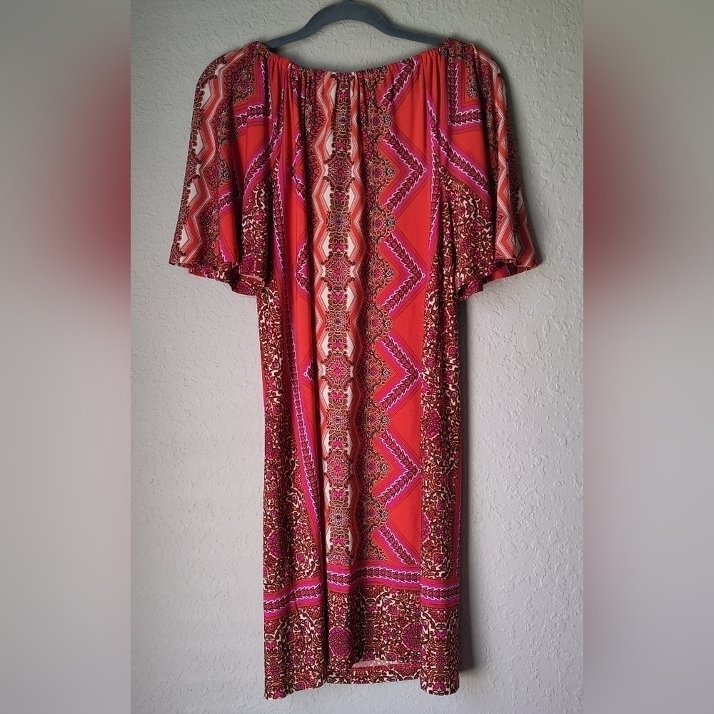 Chico's Women's Dress Multicolor Floral Short sleeves Stretch Size S - Picture 3 of 6